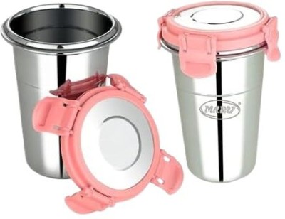 MARU Steel Utility Container  - 400 ml(Pink, Silver)