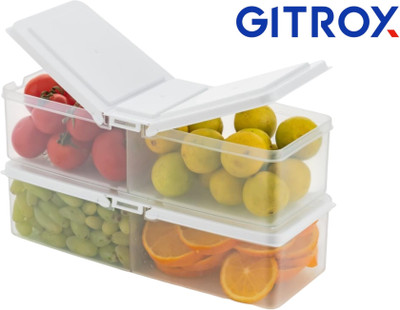GITROX Plastic Fridge Container  - 1700 ml(Pack of 2, Off White)