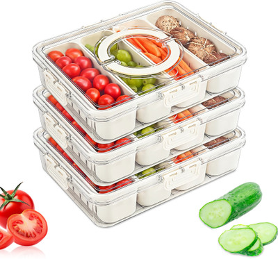 KUBER INDUSTRIES Plastic Fridge Container  - 2 kg(Pack of 3, Clear)