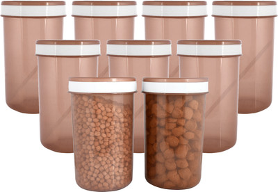 KUBER INDUSTRIES Plastic Grocery Container  - 1500 ml(Pack of 9, Brown)