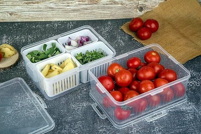Fragrancia Plastic Fridge Container  - 2000 ml(Pack of 2, Clear)
