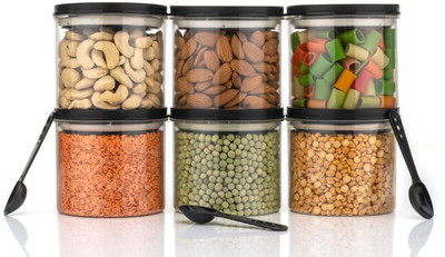 Eventa Plastic Grocery Container  - 600 ml(Pack of 6, Black)
