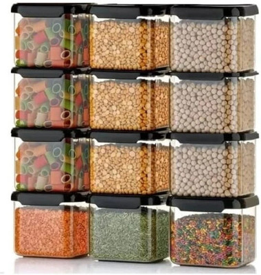 koktailkitchen Plastic Grocery Container  - 500 ml(Pack of 12, Black)