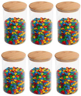 NAVPATH Glass Grocery Container  - 1000 ml(Pack of 6, Clear)
