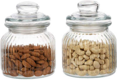 KDZONE Glass Grocery Container  - 350 ml(Pack of 2, Clear)