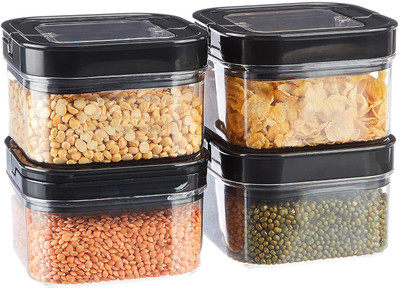METSTIK Plastic Grocery Container  - 450 ml(Pack of 4, Black)