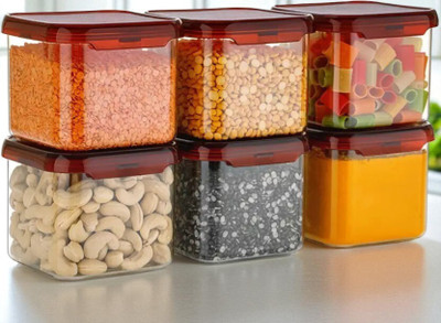 forsel Plastic Grocery Container  - 500 ml(Pack of 6, Red)