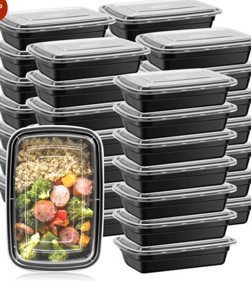 amarya Plastic Utility Container  - 500 ml, 1000 ml(Pack of 10, White, Black)