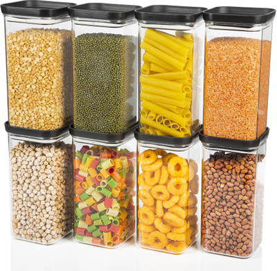 Flipkart SmartBuy Plastic Grocery Container  - 1500 ml(Pack of 8, Black)