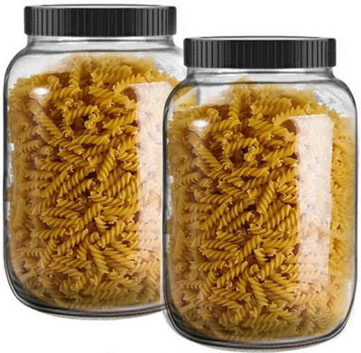 vency shoppy Glass Grocery Container  - 2000 ml(Pack of 2, Clear)