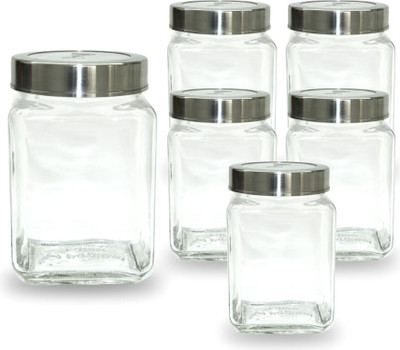Pure Tree Glass Utility Container  - 800 ml(Pack of 6, Clear)