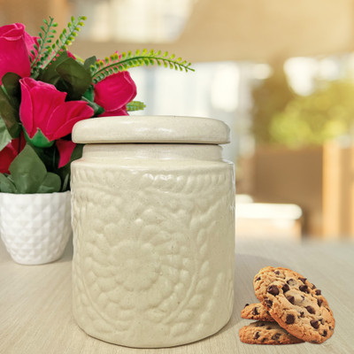 Pure Source India Ceramic Pickle Jar  - 1200 ml(White)