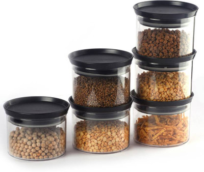 QUPSY Plastic Grocery Container  - 500 ml(Pack of 6, Black)