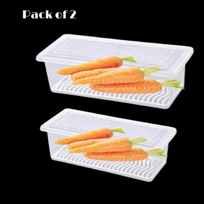 GleamSun Plastic Fridge Container  - 1000 ml(Pack of 6, White)