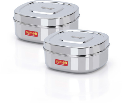 Sumeet Steel Utility Container  - 1000 ml(Pack of 2, Silver)