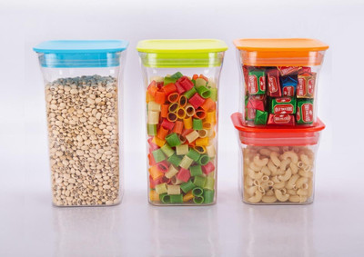 HELOVIA Plastic Grocery Container  - 1400 ml(Pack of 4, Multicolor)