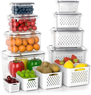 FLASHKITCH Plastic Fridge Container  - 4500 ml(Pack of 4, White)