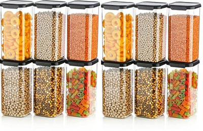 EMBICON Plastic Grocery Container  - 1500 ml(Pack of 12, Black)