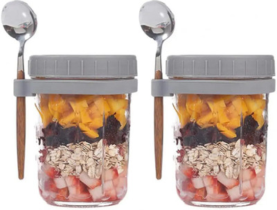 Avastro Glass Grocery Container  - 400 ml(Pack of 2, Clear)