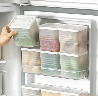 Veratico Plastic Fridge Container  - 1100 ml(Pack of 6, White)
