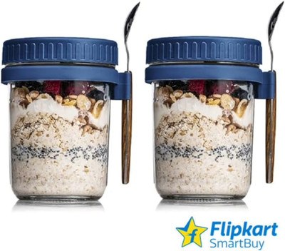 Flipkart SmartBuy Glass Utility Container  - 350 ml(Pack of 2, Blue)