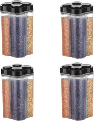 ADMONITION Plastic Grocery Container  - 2400 ml(Pack of 4, Clear, Black)