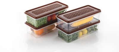 Finner Plastic Fridge Container  - 1500 ml(Pack of 4, Brown)