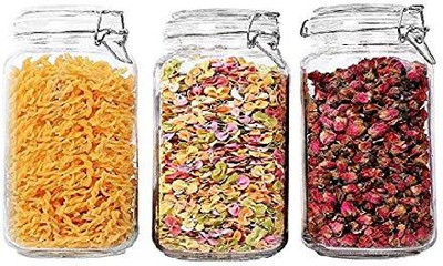 MT BROTHERS Glass Grocery Container  - 1.5 L(Pack of 3, Clear)