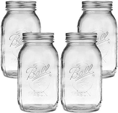 Star Work Glass Pickle Jar  - 499 ml(Pack of 4, Multicolor)