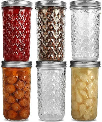 JIGSHTIAL Glass Grocery Container  - 400 ml(Pack of 6, Clear)