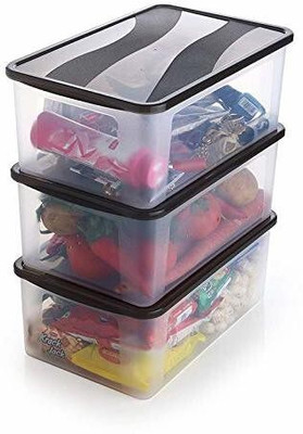 UNDERZONE Plastic Fridge Container  - 2000 ml(Pack of 3, Grey)