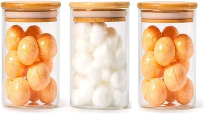 MD Enterprise Glass Cookie Jar  - 270 ml(Pack of 3, Transparent)