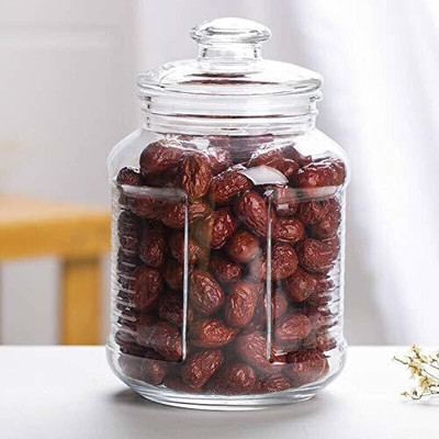 NAVPATH Glass Cookie Jar  - 2300 ml(Clear)