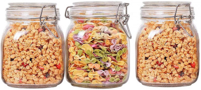 SMILERY Glass Utility Container  - 1200 ml(Pack of 3, Clear)