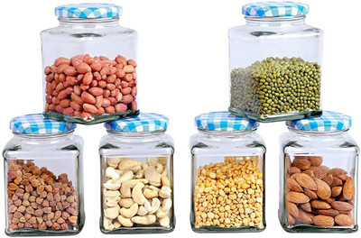 NAVPATH Glass Grocery Container  - 400 ml(Pack of 6, Clear)