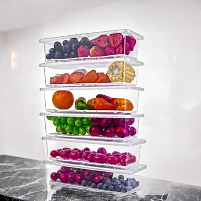 JORDY Plastic Fridge Container  - 2000 ml(Pack of 6, Multicolor)