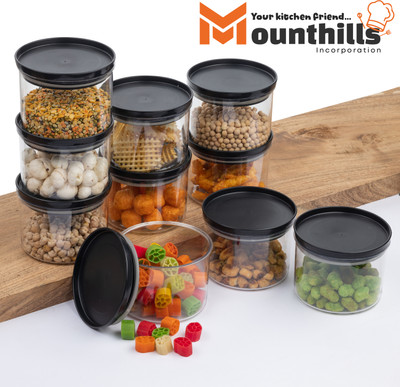 MOUNTHILLS Plastic Grocery Container  - 500 ml(Pack of 10, Black)