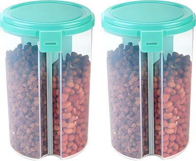 Gambit Polypropylene Cereal Dispenser  - 1500 ml(Pack of 2, Clear, Multicolor)