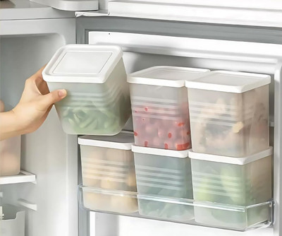 BeastBull Plastic Fridge Container  - 800 ml(Pack of 6, White)