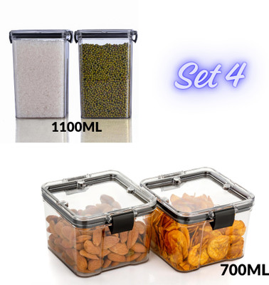 Gowin Plastic Utility Container  - 1100 ml, 700 ml(Pack of 4, Transparent)