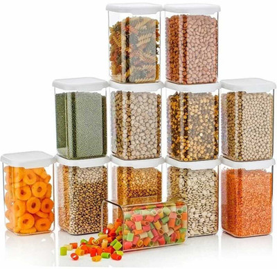 SKYLIFE Plastic Grocery Container  - 1200 ml(Pack of 12, White)