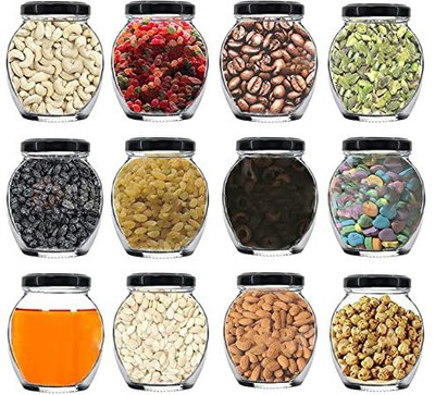Adhunyk Glass Grocery Container  - 400 ml(Pack of 12, Clear)