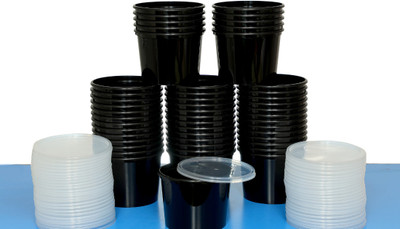 KAVI Enterprises Polypropylene Grocery Container  - 500 ml(Pack of 50, Black)