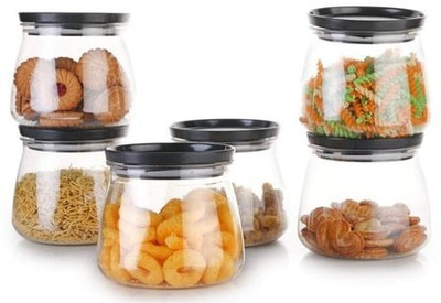 ARANEUS Polypropylene Grocery Container  - 900 ml(Pack of 6, Black)