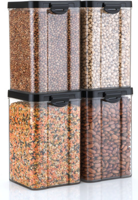 EMBICON Plastic Grocery Container  - 1100 ml(Pack of 4, Black)
