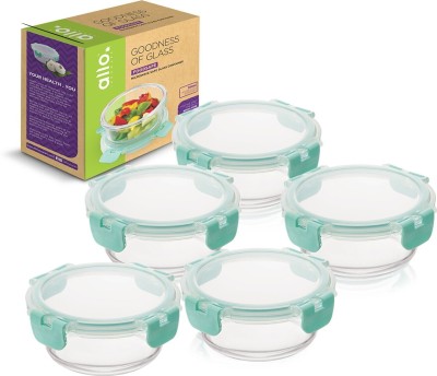 Allo Glass Fridge Container  - 390 ml(Pack of 5, Green)