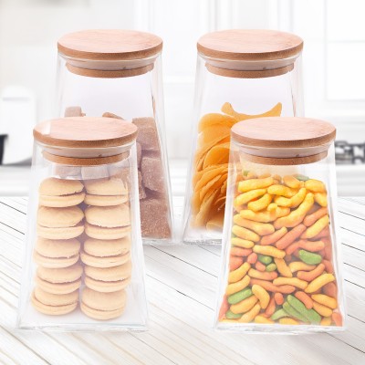 UMAI Glass Cookie Jar  - 560 ml(Pack of 4, Clear)