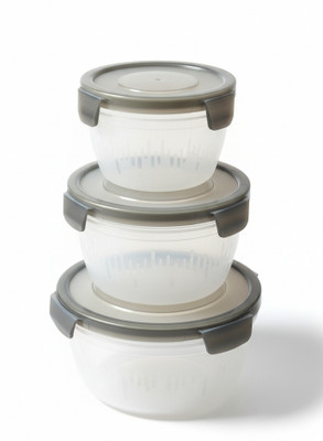 aarusite Plastic Grocery Container  - 300 ml, 600 ml, 1200 ml(Pack of 3, Brown)