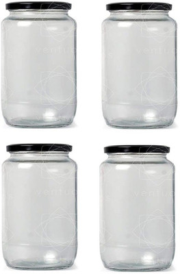 AFAST Glass Cookie Jar  - 1000 ml(Pack of 4, Clear)