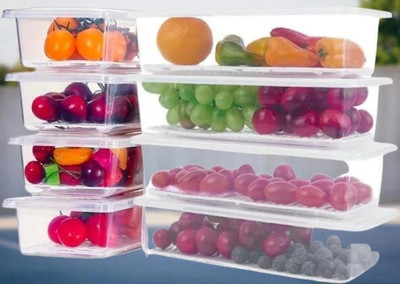 Ecodex Plastic Fridge Container  - 1500 ml(Pack of 8, White)